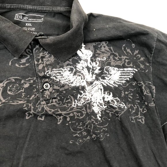 Blue Pronto Uomo Mens Polo Shirt Size XXL Short Sleeve Pullover Casual Black - Picture 4 of 9